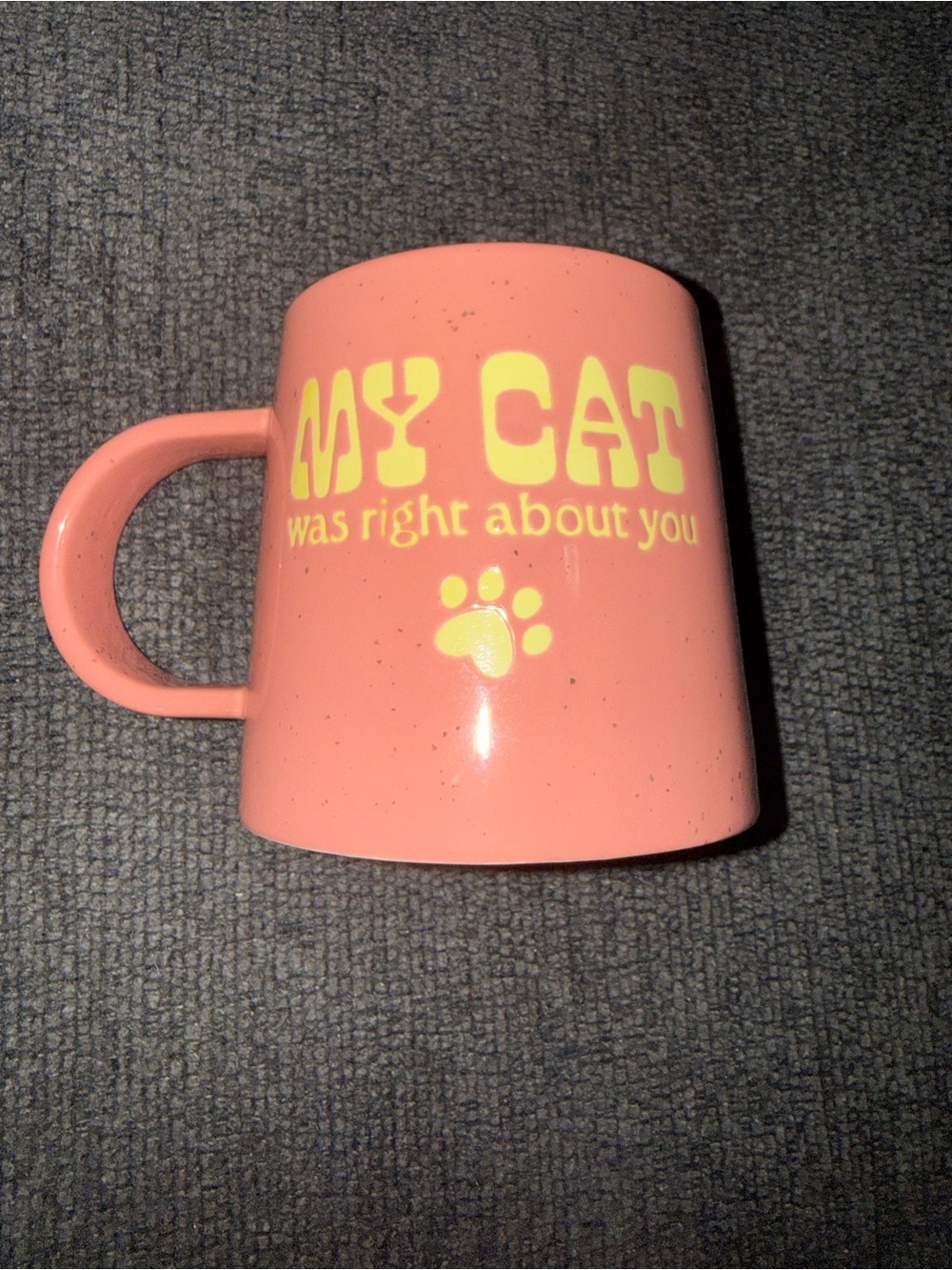 My Cat Was Right About You Pink Speckled Coffee Mug Funny Cat Lover Gift - Picture 4 of 8